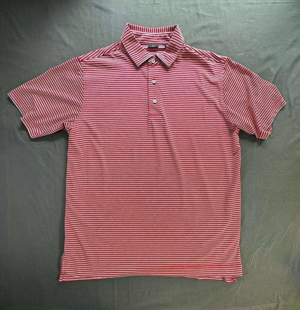 FootJoy Red & White Striped Performance Golf Polo Shirt